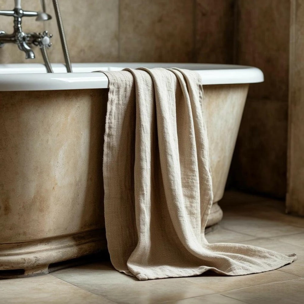 Organic Linen or Cotton Bath Towel. Bathroom Natural Towels. SPA Towels Antibacterial Handmade