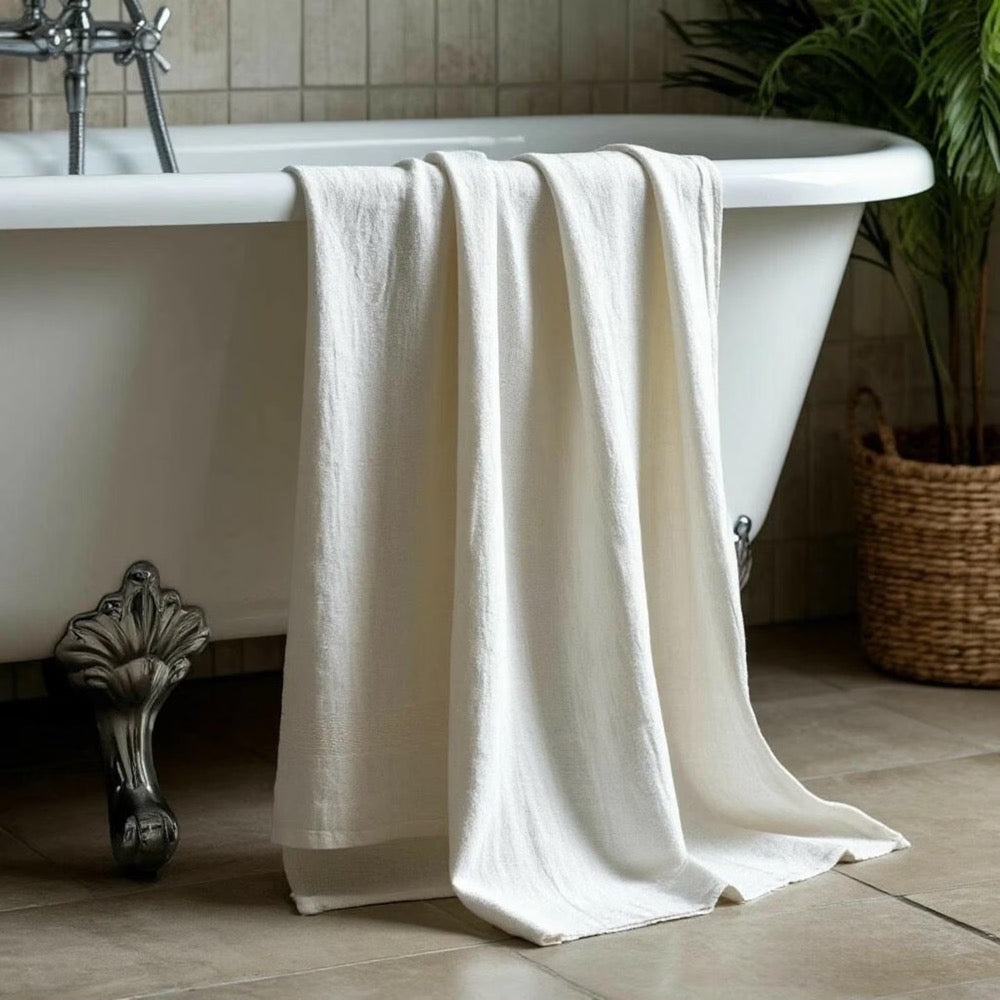 Organic Linen or Cotton Bath Towel. Bathroom Natural Towels. SPA Towels Antibacterial Handmade