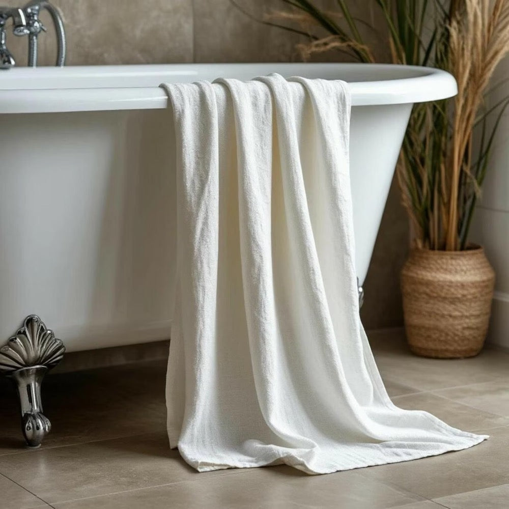 Organic Linen or Cotton Bath Towel. Bathroom Natural Towels. SPA Towels Antibacterial Handmade