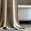 Organic Flax Shower Curtain. Bathroom Shower Panel. Douche Fabric Drape. Buttonhole & Tie Top
