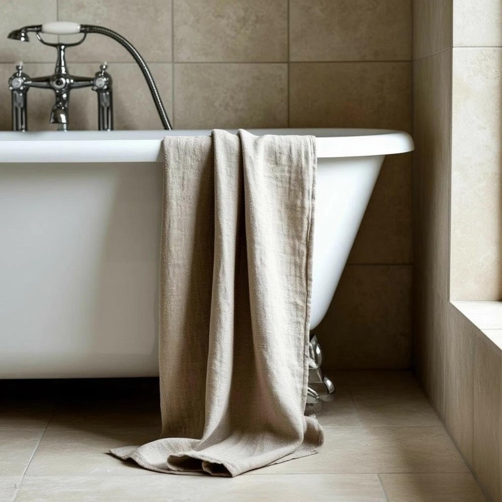 Organic Linen or Cotton Bath Towel. Bathroom Natural Towels. SPA Towels Antibacterial Handmade