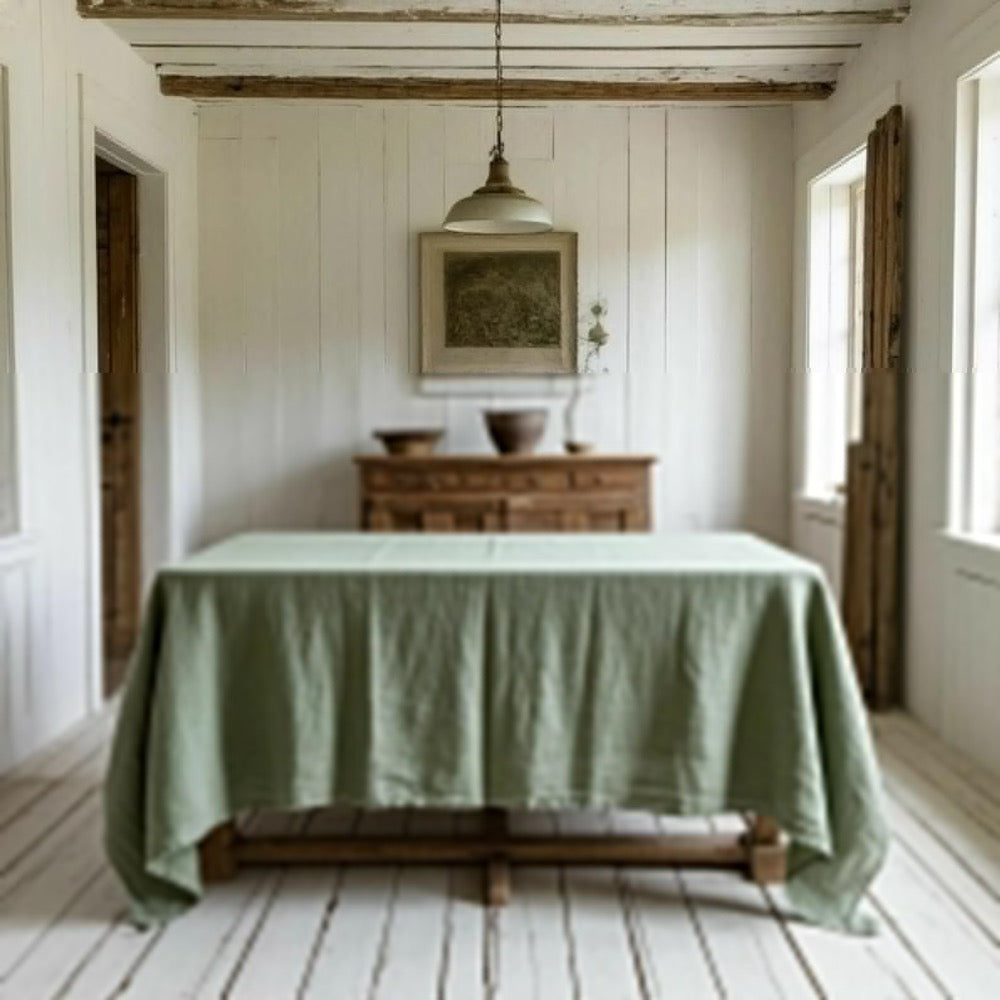 Linen Tablecloth. Table Decor. Farmhouse Kitchen Decoration. Stonewashed Table Cloth